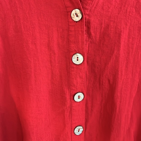 John Mark Wired Ruffled Collar Red Button Down Tunic Blouse Size Large - Picture 4 of 7